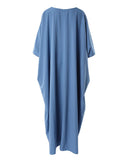 Slit Front V Neck Casual Loose Maxi Dress