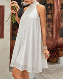 Eyelet Embroidery Halter Sleeveless Casual Dress