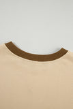 Apricot Color Block Thumbhole Sleeve Drop Shoulder Sweatshirt