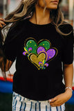 Black Fleur de Lis Heart Printed Mardi Gras T Shirt