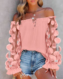 Floral Pattern Sheer Mesh Patch Frill Hem Top