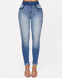 Zip Fly Ombre Ripped Skinny Jeans