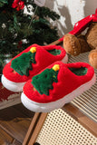Fiery Red Christmas Tree Graphic Thick Sole Plush Slippers