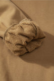 Brown Solid O Neck High Low Hem Pullover Sweatshirt