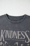Dark Grey Kindness Butterflies Graphic Mineral Wash Loose Tee