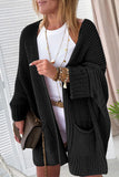 Gray Oversized Fold Over Sleeve Open Front Cardigan