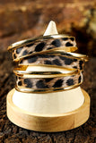 Gold Leopard Print Alloy Multi Layered Bangle Bracelet