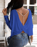 Beaded Strap Backless Twisted Top