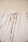 Apricot Textured Ruffled Sleeve Zipped Top and Wide Leg Pants Set