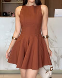 Boat Neck Sleeveless Chic Slim Fit Skirt