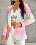 Ombre Lapel Neck Long Sleeve Flap Detail Blazer