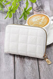 White PU Leather Stitching Zipper Card Holder