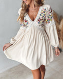 Ditsy Floral Embroidery Lace Patch Casual Dress