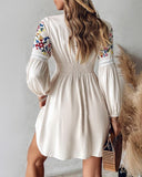 Ditsy Floral Embroidery Lace Patch Casual Dress