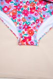 Rose Plus Size Floral Print Twisted High Waist Bikini Set