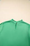 Green Frilly Round Neck Wide Half Sleeve Blouse