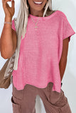 Sachet Pink Solid Color Sweater Tee with Side Slits