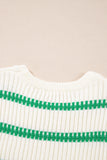 Bright Green Striped Round Neck Casual Sweater Vest