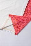 Peach Blossom Leopard Colorblock Patchwork Exposed Seam Top