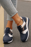 Sail Blue Glitter Patched Lace-up Wedge Sneakers