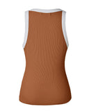 Contrast Binding Tank Tops Summer Sleeveless Basic Cami Top Shirt Slim Knit Ribbed Racerback Blouses