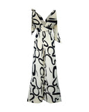 Abstract Print Tied Detail Wide Leg Jumpsuit