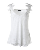 Lace Patch V Neck Sleeveless Tank Top