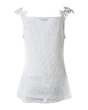 Lace Patch V Neck Sleeveless Tank Top