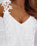 Lace Patch V Neck Sleeveless Tank Top