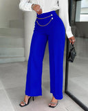 Chain Decor Wide Leg Pants