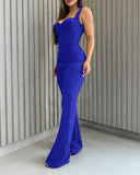 Sweatheart Neck Thick Strap Backless Lace up Jumpsuit