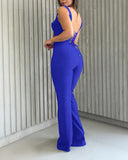Sweatheart Neck Thick Strap Backless Lace up Jumpsuit