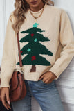 Beige Christmas Tree Pullover Graphic Sweater