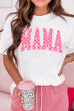 White Checkered MAMA Letter Graphic T Shirt