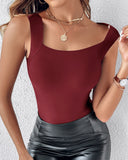 U Neck Sleeveless Skinny Tank Casual Top