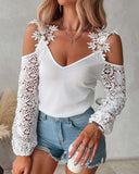 Cold Shoulder Lace Patch Casual Top