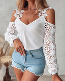 Cold Shoulder Lace Patch Casual Top