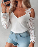 Cold Shoulder Lace Patch Casual Top