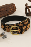 Chestnut Leopard Print Rivet PU Leather Belt