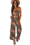 Black Floral Print Belted Sleeveless Wide Leg Jumpsuit