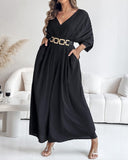 V Neck Half Sleeve Ruched Jumpsuit