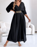 V Neck Half Sleeve Ruched Jumpsuit