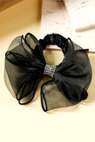 Black Rhinestone Mesh Bow Elastic Hair Scrunchie