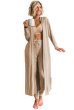 Parchment Split Long Cardigan and Skinny Pants Lounge Set