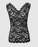 V Neck Embroidery Lace Tank Top