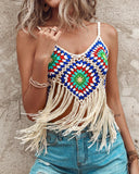 Backless Tassel Design Top & Shorts Set