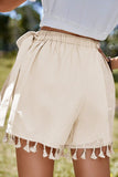 Apricot Tassel Trim Wrap Knot Side Bohemian Style Mini Skort