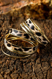 Gold Leopard Print Alloy Multi Layered Bangle Bracelet