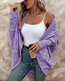 Colorful Waffle Knit Open Front Coat Batwing Long Sleeve Cardigan