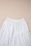 White Lace Ruffled High-low Hem Midi Skirt